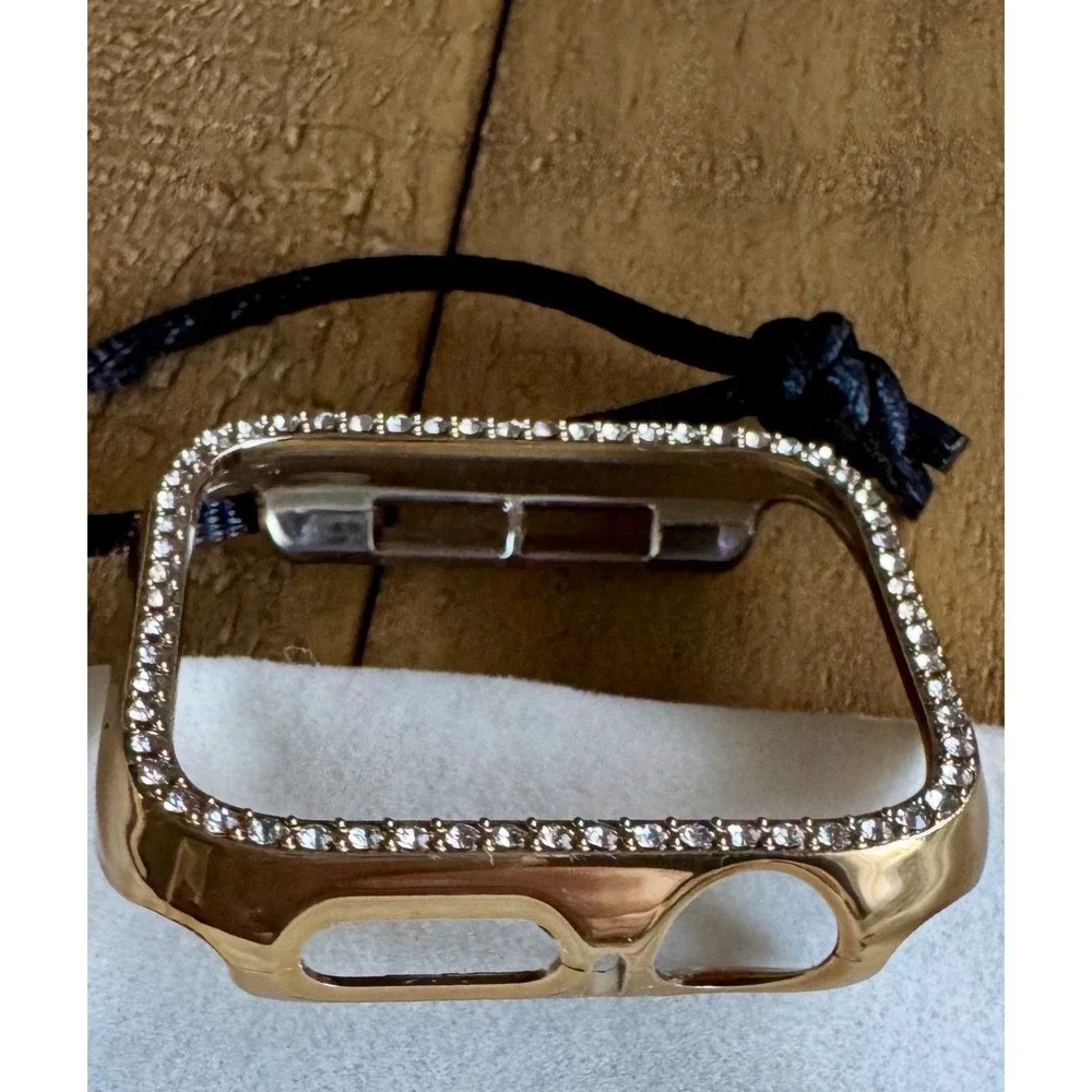 Apple Watch Band Set 44/45/46/49mm Metal Strap Silver Gold + Bling Rhinestone - Picture 6 of 6